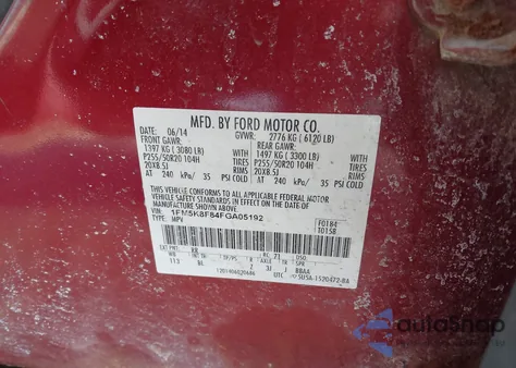 2015 Ford Explorer Limited from USA, damaged, VIN 1FM5K8F84FGA05192